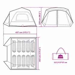 vidaXL Family Tent 10-Person Lightweight Tent Blue Quick Release Waterproof