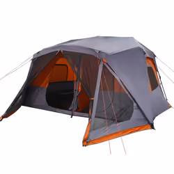 vidaXL Family Tent 10-Person Dome Tent Grey & Orange Quick Release Waterproof