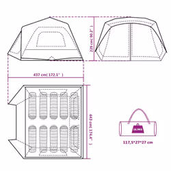 vidaXL Family Tent 10-Person Dome Tent Grey & Orange Quick Release Waterproof
