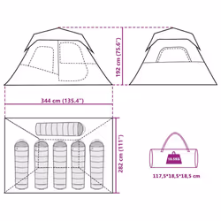 vidaXL Family Tent 6-Person Lightweight Tent Blue Quick Release Waterproof