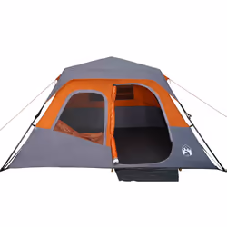 vidaXL Family Tent 6-Person Dome Tent Grey and Orange Quick Release Waterproof - Additional view 4