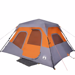 vidaXL Family Tent 6-Person Dome Tent Grey and Orange Quick Release Waterproof - Additional view 5