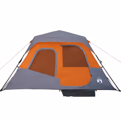 vidaXL Family Tent 6-Person Dome Tent Grey and Orange Quick Release Waterproof - Additional view 6