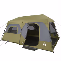 vidaXL Family Tent 9-Person Lightweight Tent Green Quick Release Waterproof