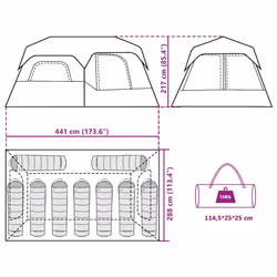 vidaXL Family Tent 9-Person Lightweight Tent Green Quick Release Waterproof