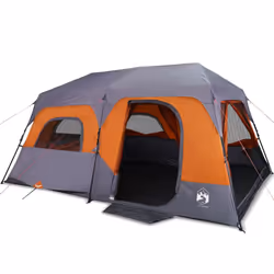 vidaXL Family Tent 9-Person Dome Tent Grey and Orange Quick Release Waterproof