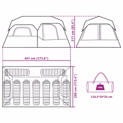 vidaXL Family Tent 9-Person Dome Tent Grey and Orange Quick Release Waterproof