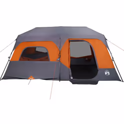 vidaXL Family Tent 9-Person Dome Tent Grey and Orange Quick Release Waterproof - Additional view 4