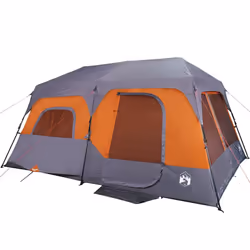 vidaXL Family Tent 9-Person Dome Tent Grey and Orange Quick Release Waterproof - Additional view 5