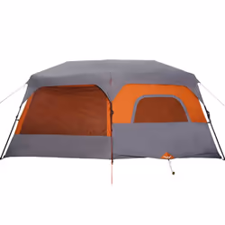 vidaXL Family Tent 9-Person Dome Tent Grey and Orange Quick Release Waterproof - Additional view 8