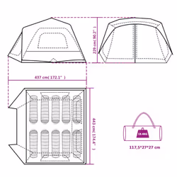 vidaXL Family Tent with LED 10-Person Camping Tent Light Green Quick Release
