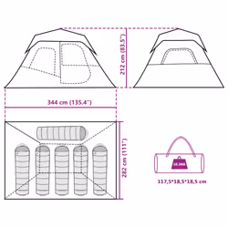 vidaXL Family Tent with LED 6-Person Lightweight Tent Light Blue Quick Release - Additional view 3