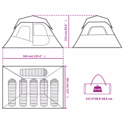 vidaXL Family Tent with LED 6-Person Camping Tent Light Green Quick Release