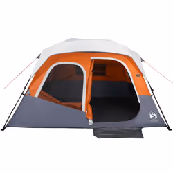 vidaXL Family Tent with LED 6-Person Tent Light Grey and Orange Quick Release - Additional view 4