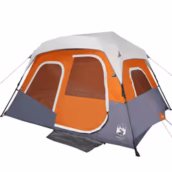 vidaXL Family Tent with LED 6-Person Tent Light Grey and Orange Quick Release - Additional view 5