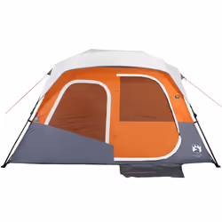 vidaXL Family Tent with LED 6-Person Tent Light Grey and Orange Quick Release - Additional view 6
