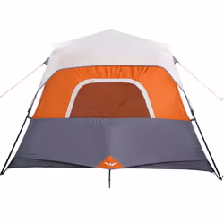 vidaXL Family Tent with LED 6-Person Tent Light Grey and Orange Quick Release - Additional view 7