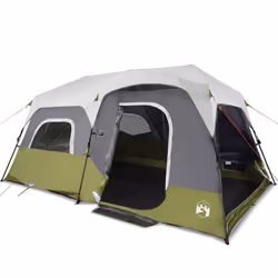 vidaXL Family Tent with LED 9-Person Camping Tent Light Green Quick Release