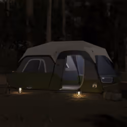 vidaXL Family Tent with LED 9-Person Camping Tent Light Green Quick Release