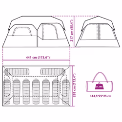 vidaXL Family Tent with LED 9-Person Camping Tent Light Green Quick Release