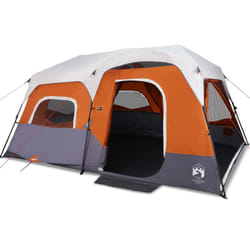 vidaXL Family Tent with LED 9-Person Tent Light Grey and Orange Quick Release