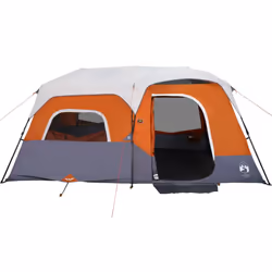 vidaXL Family Tent with LED 9-Person Tent Light Grey and Orange Quick Release - Additional view 4
