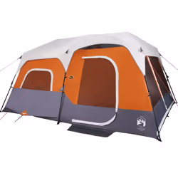 vidaXL Family Tent with LED 9-Person Tent Light Grey and Orange Quick Release - Additional view 5