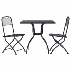 vidaXL Garden Dining Set Outdoor Table and Chair Set Anthracite Metal Mesh - 80 cm table length/ 3 piece