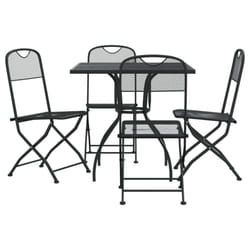 vidaXL Garden Dining Set Outdoor Table and Chair Set Anthracite Metal Mesh - 80 cm table length/ 5 piece