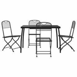vidaXL Garden Dining Set Outdoor Table and Chair Set Anthracite Metal Mesh - 110 cm table length/ 5 piece