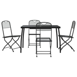 vidaXL Garden Dining Set Outdoor Table and Chair Set Anthracite Metal Mesh - 110 cm table length/ 5 piece