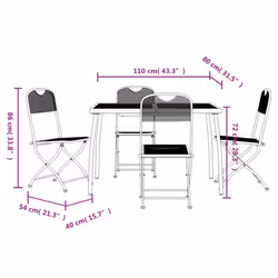 vidaXL Garden Dining Set Outdoor Table and Chair Set Anthracite Metal Mesh - 110 cm table length/ 5 piece