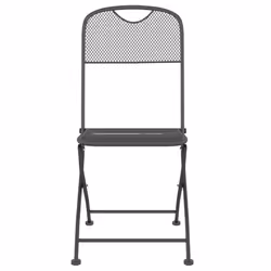 vidaXL Garden Dining Set Outdoor Table and Chair Set Anthracite Metal Mesh - 110 cm table length/ 5 piece - Additional view 4