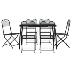 vidaXL Garden Dining Set Outdoor Table and Chair Set Anthracite Metal Mesh - 110 cm table length/ 7 piece