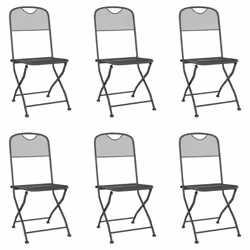 vidaXL Garden Dining Set Outdoor Table and Chair Set Anthracite Metal Mesh - 110 cm table length/ 7 piece