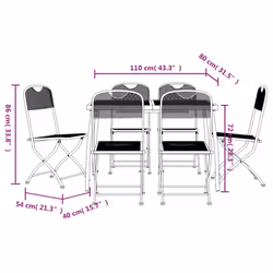 vidaXL Garden Dining Set Outdoor Table and Chair Set Anthracite Metal Mesh - 110 cm table length/ 7 piece