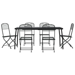 vidaXL Garden Dining Set Outdoor Table and Chair Set Anthracite Metal Mesh - 165 cm table length/ 7 piece