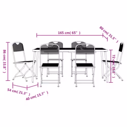 vidaXL Garden Dining Set Outdoor Table and Chair Set Anthracite Metal Mesh - 165 cm table length/ 7 piece