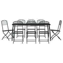 vidaXL Garden Dining Set Outdoor Table and Chair Set Anthracite Metal Mesh - 165 cm table length/ 9 piece