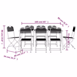 vidaXL Garden Dining Set Outdoor Table and Chair Set Anthracite Metal Mesh - 165 cm table length/ 9 piece
