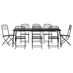 vidaXL Garden Dining Set Outdoor Table and Chair Set Anthracite Metal Mesh - 200 cm table length/ 9 piece