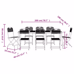 vidaXL Garden Dining Set Outdoor Table and Chair Set Anthracite Metal Mesh - 200 cm table length/ 9 piece