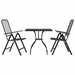 vidaXL Garden Dining Set Outdoor Table and Chair Set Anthracite Metal Mesh - 80 cm table length/ 3 piece