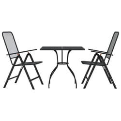 vidaXL Garden Dining Set Outdoor Table and Chair Set Anthracite Metal Mesh - 80 cm table length/ 3 piece