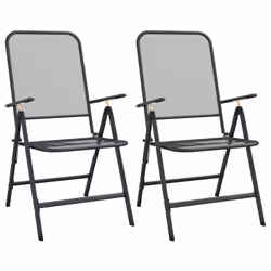 vidaXL Garden Dining Set Outdoor Table and Chair Set Anthracite Metal Mesh - 80 cm table length/ 3 piece