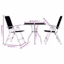 vidaXL Garden Dining Set Outdoor Table and Chair Set Anthracite Metal Mesh - 80 cm table length/ 3 piece