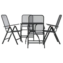 vidaXL Garden Dining Set Outdoor Table and Chair Set Anthracite Metal Mesh - 80 cm table length/ 5 piece
