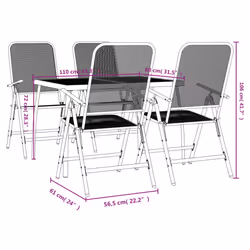 vidaXL Garden Dining Set Outdoor Table and Chair Set Anthracite Metal Mesh - 110 cm table length/ 5 piece - Additional view 9