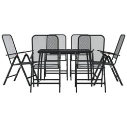 vidaXL Garden Dining Set Outdoor Table and Chair Set Anthracite Metal Mesh - 110 cm table length/ 7 piece
