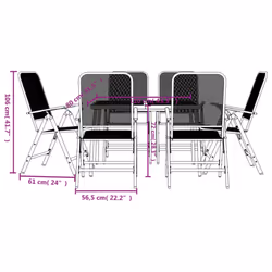 vidaXL Garden Dining Set Outdoor Table and Chair Set Anthracite Metal Mesh - 110 cm table length/ 7 piece - Additional view 9
